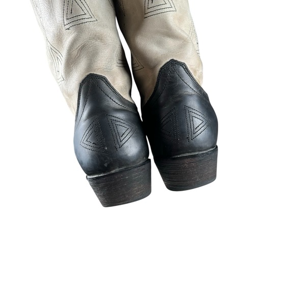 EIGHT SECOND ANGEL AZTEC FEATHER Cowboy Boots Women's Sz 8 Cream/Gray / Black - Picture 6 of 16